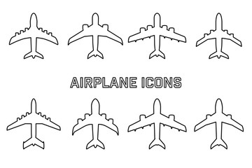Vector set of different airplane symbols.