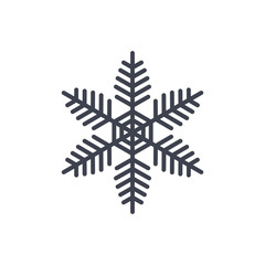 Snowflake icon. Gray silhouette snow flake sign, isolated on white background. Flat design. Symbol of winter, frozen, Christmas, New Year holiday. Graphic element decoration. Vector illustration