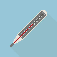 Medical thermometer or thermometer icon on flat style.