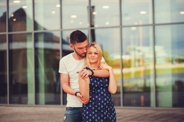 happy couple embracing