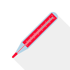 Medical thermometer or thermometer icon on flat style.