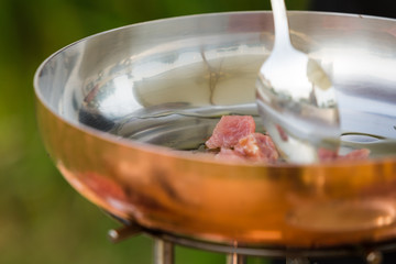 Detail of cooking meat