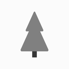 Christmas tree sign. Simple cartoon icon. Black template silhouette, isolated on white background. Flat design. Symbol of holiday, winter, Christmas, New Year celebration. Vector illustration
