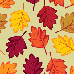 Fototapeta na wymiar Autumn leaves seamless vector pattern.
