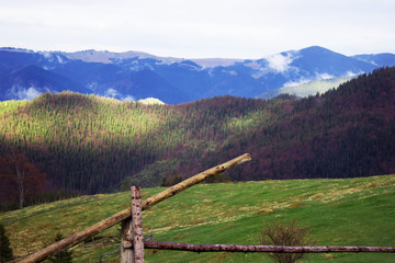 Fototapeta premium Bad weather in the mountains. Fog and clouds.