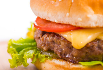 cheeseburger on a white background