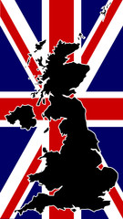 UK Map Silhouette and Flag