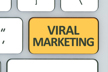 Keyboard with Viral Marketing button. Computer white keyboard wi