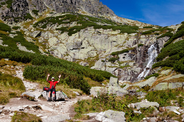 Tourist in Slovakian Vodopad Skok © sitriel