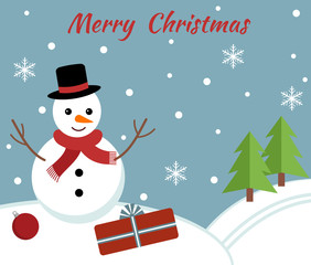 Christmas card with a cute snowman