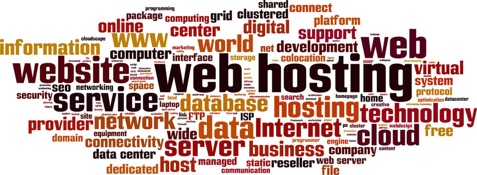 Web hosting word cloud concept. Vector illustration