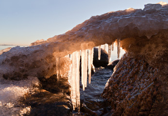 Spring melting ice on Lake Ladoga