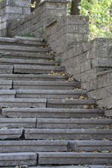 beautiful old stone stairs natural dark stone diabase with stone