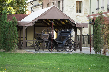 Traditional horse carriage on natural background