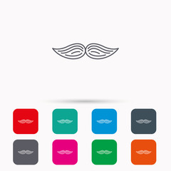 Fototapeta premium Mustache icon. Hipster symbol. Gentleman sign. Linear icons in squares on white background. Flat web symbols. Vector