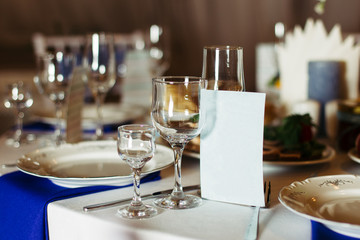 Table decorated for the wedding party.