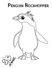Children's coloring book that says Paint me. Penguin Rockhopper
