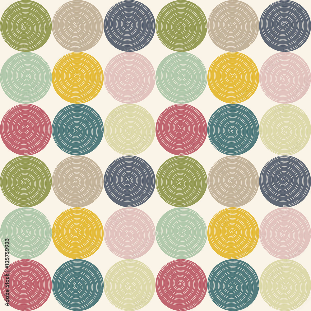 Poster Pattern with colorful circles and spirals.