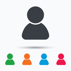 User icon. Human person symbol. Avatar login sign. Colored flat web icon on white background. Vector