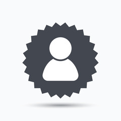 User icon. Human person symbol. Avatar login sign. Gray star button with flat web icon. Vector
