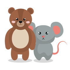 cute couple stuffed animals vector illustration design