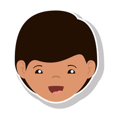 cartoon boy smiling and wearing casual clothes icon over white background. happy kid. vector illustration