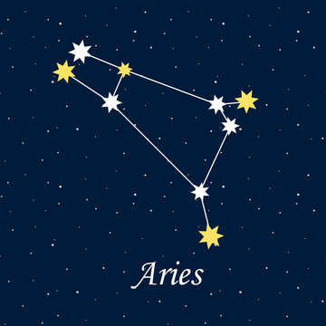 constellation Aries zodiac horoscope astrology stars night illus