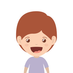 cartoon boy smiling and wearing casual clothes icon over white background. happy kid. vector illustration