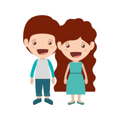 couple of girl and boy smiling and wearing casual clothes over white background. colorful design. vector illustration