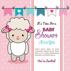 baby shower invitation with stuffed animal vector illustration design