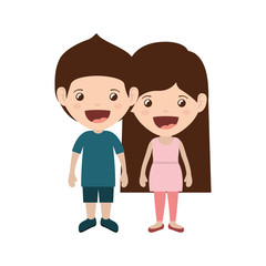 Obraz na płótnie Canvas couple of girl and boy smiling and wearing casual clothes over white background. colorful design. vector illustration