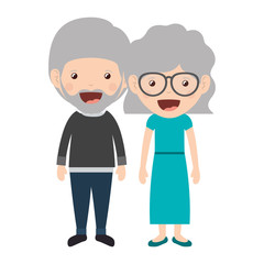 cartoon happy old man and old woman wearing casual clothes. grandparents design. vector illustration