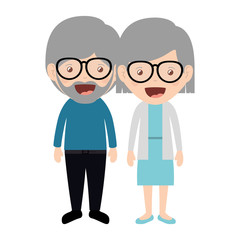 cartoon happy old man and old woman wearing casual clothes. grandparents design. vector illustration