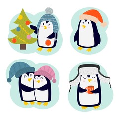 Penguin set vector characters