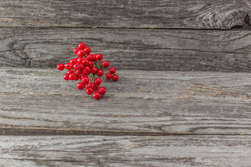 winter berries on a rustic wood background