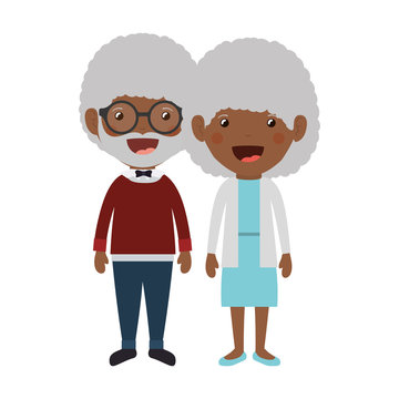 cartoon happy old man and old woman wearing casual clothes. grandparents design. vector illustration