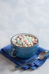 Fototapeta na wymiar hot chocolate with mini marshmallows warming drink