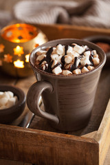 hot chocolate with mini marshmallows warming drink