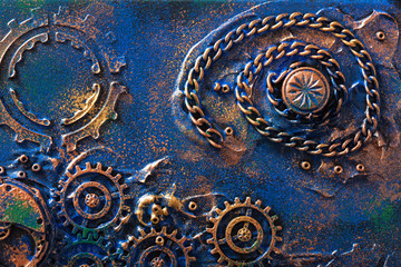 handmade steampunk background mechanical cogs wheels