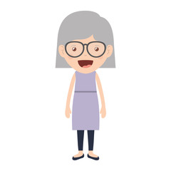 cartoon happy old woman wearing beautiful dress icon over white background. colorful design vector illustration 