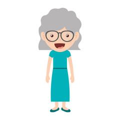 cartoon happy old woman wearing beautiful dress icon over white background. colorful design vector illustration 