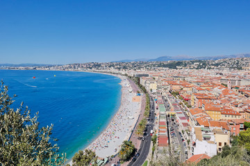Promenade de Anglais, Nice in France in summer