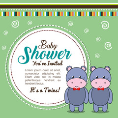baby shower invitation with stuffed animal vector illustration design
