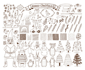 Set of different Christmas items