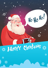 Santa Claus Christmas Holiday Happy New Year Greeting Card Celebration Banner Flat Vector Illustration