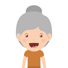 cartoon happy old woman wearing beautiful blouse icon over white background. vector illustration