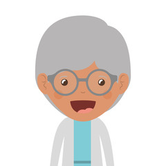 cartoon happy old woman wearing beautiful blouse icon over white background. vector illustration