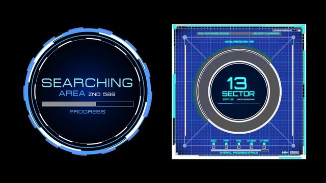 Futuristic circle burst - technology interface in loop animation with grids, particles