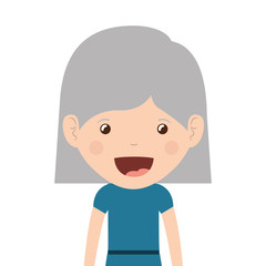 cartoon happy old woman wearing beautiful blouse icon over white background. vector illustration