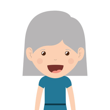 cartoon happy old woman wearing beautiful blouse icon over white background. vector illustration